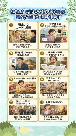 お金が貯まらない人の特徴意外と当てはまります #お金の習慣 #貯金できない人 #家計管理 #節約生活 #老後のお金#シニアライフ