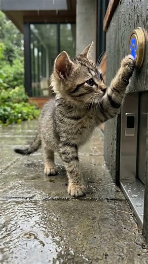 Smart Cat Opens Door to Escape the Rain 🐱🌧️ #cat #shorts