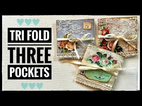 12x12 Paper Pad - Junk Journal Ephemera Idea - Tri Fold with Three Pockets