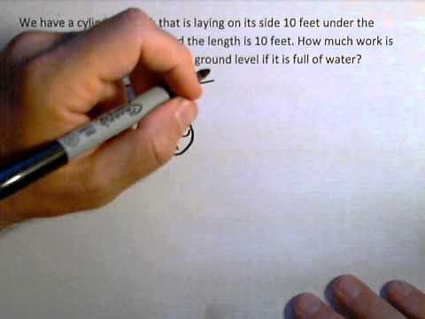 Calculating Work of Cylindrical Tank on its Side