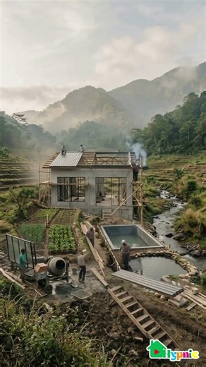 Rumah Modern Minimalis di tengah sawah terasering #timelapse #reels