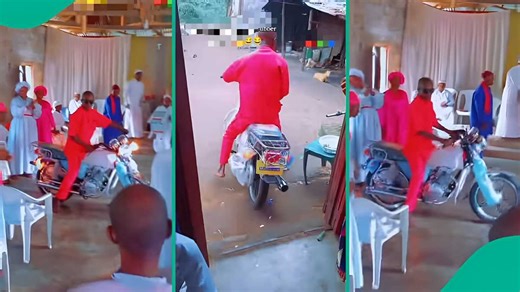 Drama as man buys expensive okada, rides it inside church to show off