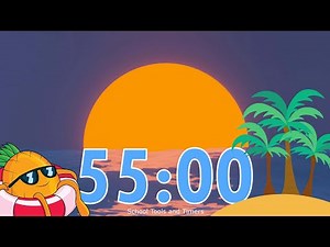 55 Minute 😎 Sunset Beach Countdown Timer 🌞 - Ocean Wave Sounds and Soft Alarm 🎵