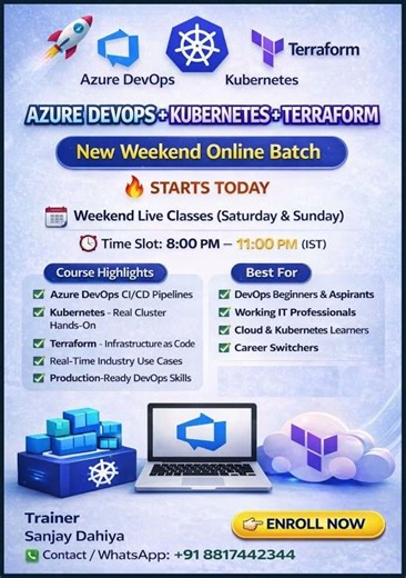 🚀 Zero to DevOps Hero | Azure DevOps + Kubernetes + Terraform (Live Weekend Batch) #enrollnow #aks