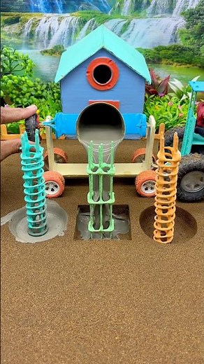 😱 Real Working Mini Tractor Making Cement Pillar | Amazing DIY Construction Machine 🚜 #shorts
