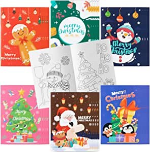 MALLMALL6 24Pcs Christmas Coloring Books Including Santa Claus Elk Ginger Man Mistletoe Elf Sleigh Merry Christmas Birthday Party Favors Gifts Xmas Home School Activity Supplies for Kids Boys Girls