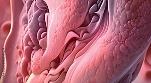 Human fat body tissue under microscope view for physiology education