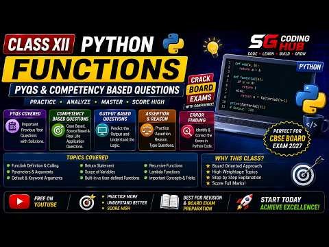 CLASS XII PYTHON FUNCTIONS PYQS & COMPETANCY BASED QUESTIONS