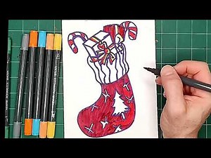 🎄 How to Draw a Christmas Stocking ✏️ Easy Step-by-Step Tutorial