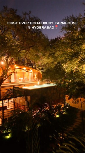 Narasimha Reddy on Instagram: "First ever eco-luxury farmhouse in hyderabad📍 - Tamarind Tree Retreat, Moinabad📍 - 4 curved mud architecture rooms, infinity treetop stone swimming pool, huge lawn, open banquet hall, stepwell (120-year-old), stone podium (live music), stone sculptures & pathways, tamarind trees ( 120-year-old), kitchen & dining. @tamarindtreeretreat - unique treetop staycation in hyderabad📍 [ first ever, eco-luxury farmhouse, treetop staycation, event space, stepwell, heritage 