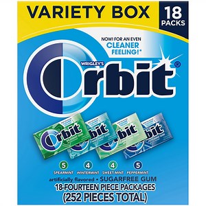 Orbit Sugar-Free Gum Mint Variety Pack, 14 Piece Packs, 18 Ct