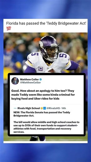 Florida has passed the ‘Teddy Bridgewater Act’ 💯 #americanfootball #nfl #usa