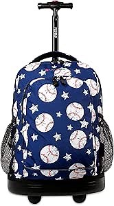 J World New York Kids' Sunny Rolling Backpack Adults, Base Ball, One Size,17 X 11.5X 5.5" (H X W X D)"