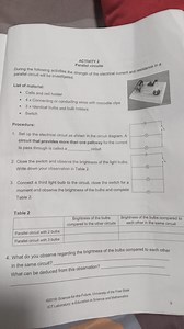 ACTIVITY 2Parallel circuitsDuring the following activities t... | Filo
