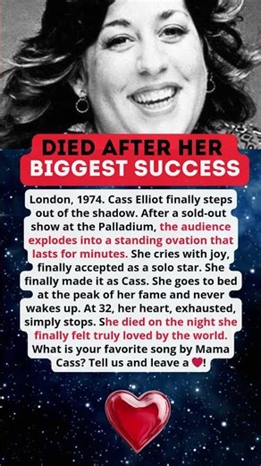 PAID FOR THE APPLAUSE WITH HER LIFE. Cass Elliot. Mama Cass