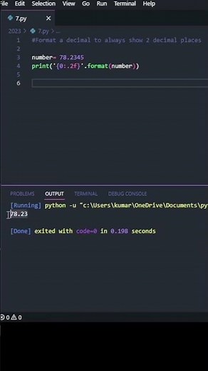Format a Decimal to Show Two Decimal Places 🔥 #python #programming #shorts
