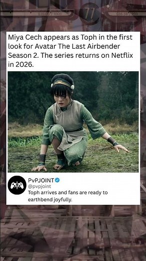 Miya Cech appears as Toph in the first look for Avatar The Last Airbender Season 2 on Netflixin 2026