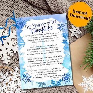 The Meaning of the Snowflake, Religious Gift, Printable Holiday Card, Saviour Gift to Students From Teachers, Christmas Snowflake, - Etsy