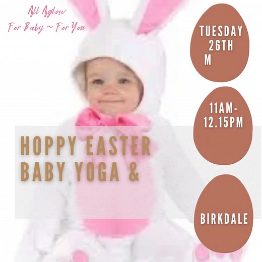 Our ‘Hoppy Easter’ Baby Yoga & Musical Massage class incorporates soft stretching inspired by traditional yoga poses and includes musical massage for baby too! What’s included in this super cute Easter Special? 🐰~ Easter Themed baby yoga stretches 🐰~ Musical Massage!! 🐰~ Bubble play 🐰~ Sensory scarf play 🐰~ Drinks and Easter chocolates for mummies! (we all deserve a little treat!) 🐰~ Easter keepsake craft! 🐰~ Lots of fun songs & nursery rhymes Book here: https://www.allaglow.co.uk/booking