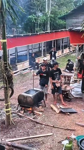 They cooked the buffalo meat that they had qurban