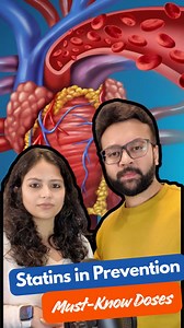 Statins, but let’s make it make sense. Primary prevention is not vibes: LDL 190 or more, or Age 40–75 with diabetes, or PREVENT risk over 7.5. High-intensity statins I actually mean: Atorva 40–80 Rosuva 20–40 Moderate intensity: Atorva 10–20 Rosuva 5–10 Simva 20–40 Prava 40–80 Simple. Testable. Done. Now the real question: Patient is already on a high-intensity statin. LDL is sitting around 70. But triglycerides are around 250. What are you adding next? Drop your answer in the comments. #Cardiol