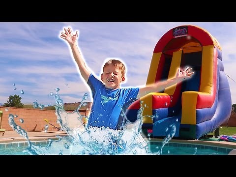 Giant Super Slide! Inflatable Slide Backyard Pool Party Playground!