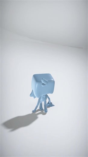Stylized Cartoon Character with Square Head and Playful Design