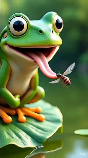 The frog is eating an insect...🐸🐝