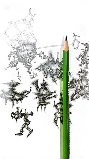 Robot soldiers quick sketch study.