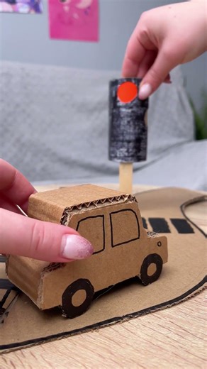 Cardboard Car & Road Safety for Kids 🚗 Learn Traffic Rules in a Fun Way #shorts