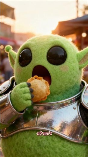 Cute Alien Eating Golgappa