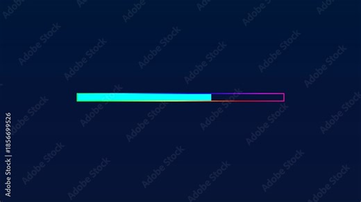 Progress bar and loading bar animation showing process status with colorful design and gradual completion over time