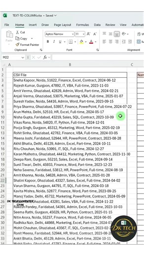Text to Columns in Excel | Most useful trick in exel to Seperate data | Split Data in Seconds 💯 #fblifestyle #short #explore #exel | DK TECH Computer GYAN
