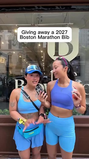 Boston Marathon 2027 bib giveaway — Zoomies Run Club surprise