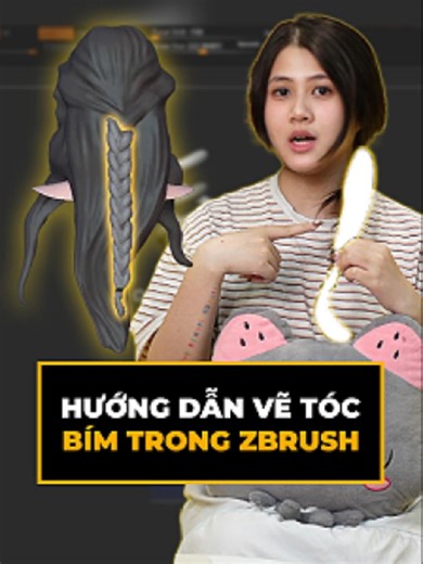 Hướng dẫn vẽ Bím tóc ở trong Zbrush, làm cách này áp dụng vào được hẳn cho animation luôn nhá. Anh em lưu ngay #3dartist #artistsoftiktok #chickenwarstudio #3d #tutorial #modelling #zbrush