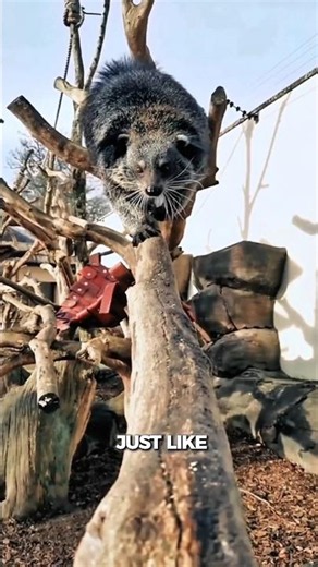 This Animal Smells Like Popcorn?! 🍿🐾 | Amazing Binturong Fact #shorts