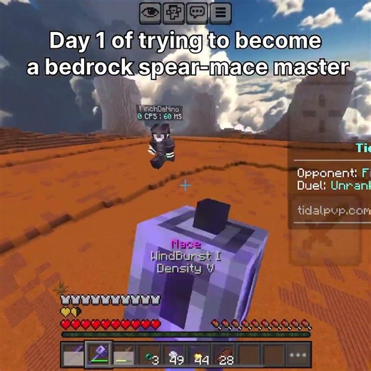 Day 1 of trying to become a bedrock spear-mace master #minecraft