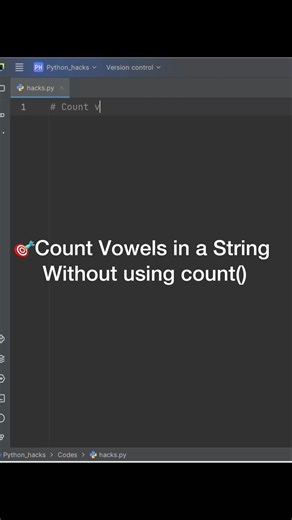 Count Vowels Without count() | Python Interview Question #python #shorts