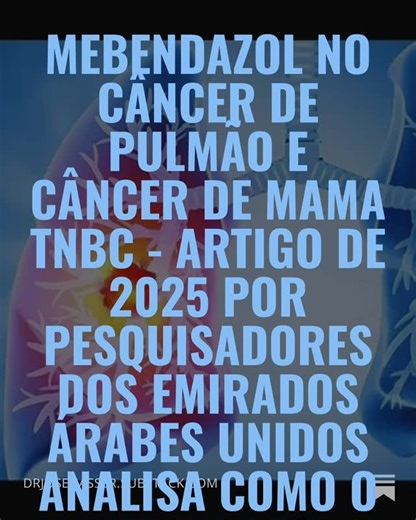 Jose A Nasser on Instagram: "🧬 MEBENDAZOL + TERAPIA DIRECIONADA: sinergia real contra o câncer Um estudo publicado em 2025 na PLOS ONE demonstrou que o mebendazol (MBZ) — um fármaco antigo e barato — potencializa de forma marcante a terapia direcionada com gefitinibe (EGFR) em câncer de pulmão não pequenas células e câncer de mama triplo negativo (TNBC). 🔬 O que os pesquisadores observaram: • MBZ e gefitinibe matam células cancerígenas isoladamente, de forma dose-dependente • A combinação foi 