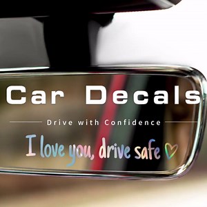 6 PCS I Love You Drive Safe Sticker, Funny Waterproof Car Rearview Mirror Decal with Heart, Self Affirmations Sticker with Drive Safe Letters for Car Window Bumper Women Gift (Black)