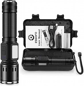 Amazon.com: Rechargeable Flashlights High Lumens Long Range, Esgofo High Power 250000 Lumen High Beam LED Handheld Flashlight, Ultra Bright Long Throw USB C Flash Light, Long Lasting, for Camping Hiking Emergency
