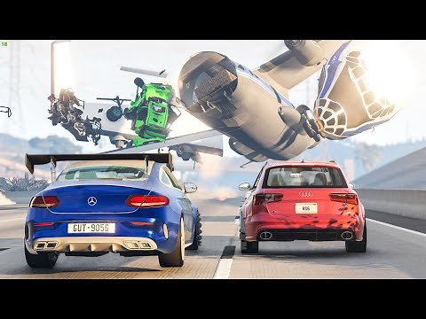 Planes crash into Cars on Highway 😱 - BeamNG Drive | CRASHDriven