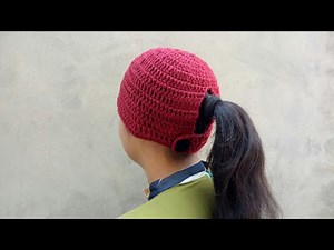 Learn how to crochet a ponytail hat for adults || massy bun crochet hat tutorial
