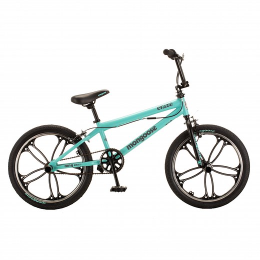Mongoose Craze Kids BMX Bike, 20-in. Wheels, Kids Ages 6 , Black & Mint Child Bicycle