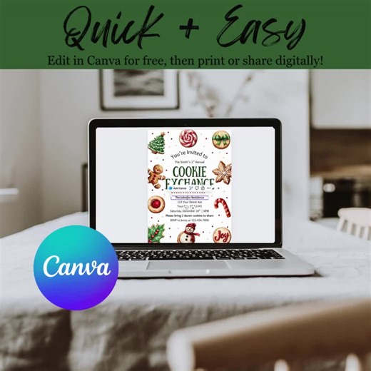 Christmas Cookie Exchange Invitation, Editable Holiday Baking Party Template, Christmas Cookie Swap Invite, Printable Digital Download - Etsy UK