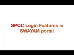 SPOC Login Features in SWAYAM portal