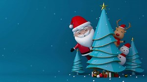 Download Santa claus, snowman and Reindeer on christmas tree. for free