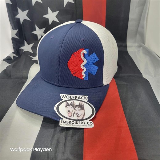 Firefighter Shield, Medic, EMS, Star of Life Offset Embroidery Cap, and Trucker Cap, Personalized EMT Caps, Work Hats, EMT, Paramedic Hat - Etsy