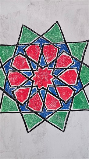 Tania Ahmed ☆ Gel Printing ☆ Mixed Media ☆ Art Journals on Instagram: "Gel Print January Day 9: Trace Tracing with acrylic paint markers by Arrtx with an Islamic geometric design pattern underneath. I love using acrylic markers on a gel plate as they pick up so well and it adds another layer of fun to the print. Plus tracing can be done with any other pictures too, and it's a great way to practice your drawing skills too :) You can use all kinds of markers on a gel plate including permanent or a