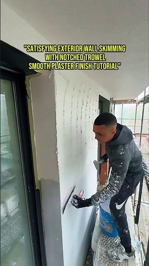 "Satisfying Exterior Wall Skimming with Notched Trowel | Smooth Plaster Finish Tutorial"